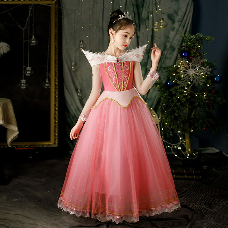 HAWEE Girls Princess Dress Fancy Aurora Costume for Halloween Christmas  Birthday Party