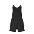 thumbnail image 5 of Lightweight Romper Shorts Womens Adjustable Spaghetti Strap Jumpsuits Pockets Sleeveless Casual Summer Outfits (L, Black), 5 of 8
