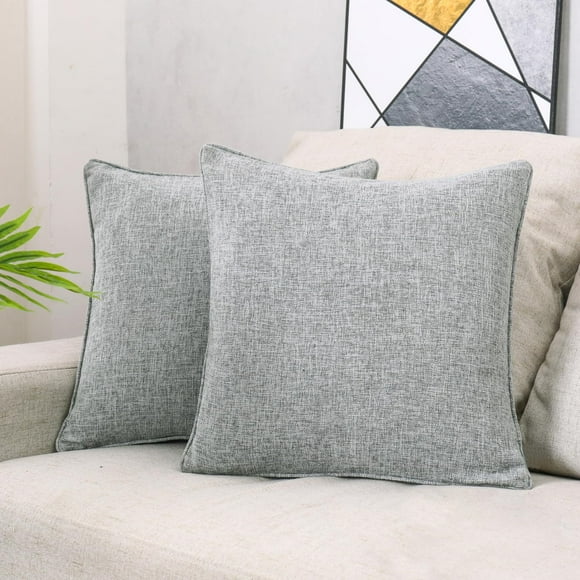 Fundas de almohada HPUK de lino, 45 x 45 cm, 2 unidades, para sala de estar, color gris