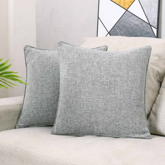 Fundas de almohada HPUK de lino, 45 x 45 cm, 2 unidades, para sala de estar, color gris