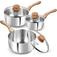 thumbnail image 1 of Système CS Ensemble de Casseroles en Acier Inoxydable, 1QT & 2QT & 3QT Casseroles avec Poignée en Bakélite Résistante à la Chaleur, Ensemble de Casseroles à Induction, 6 Pcs Casseroles en Acier Inoxydable, 1 of 8