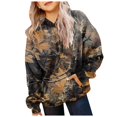 thumbnail image 3 of Mepaouo Kids Camo Hoodie Maple Leaf Oversized Hooded Sweatshirt Girls Casual Pullover with Pocket Grey 5-6 Years, 3 of 6