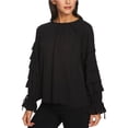 thumbnail image 1 of 1.STATE Blusa tejida con gradas para mujer, negra, mediana, 1 of 1
