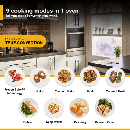 Whirlpool - 24" Built-In Single Electric Convection Wall Oven with Adjustable Self-Clean Cycle - Stainless Steel