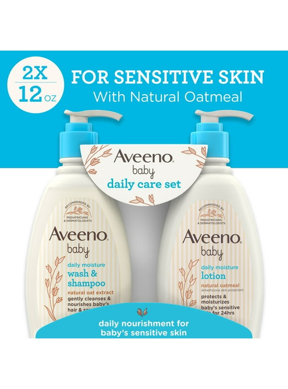Aveeno Baby Daily Care Gift Set, Baby Wash & Shampoo & Lotion, 2 Items