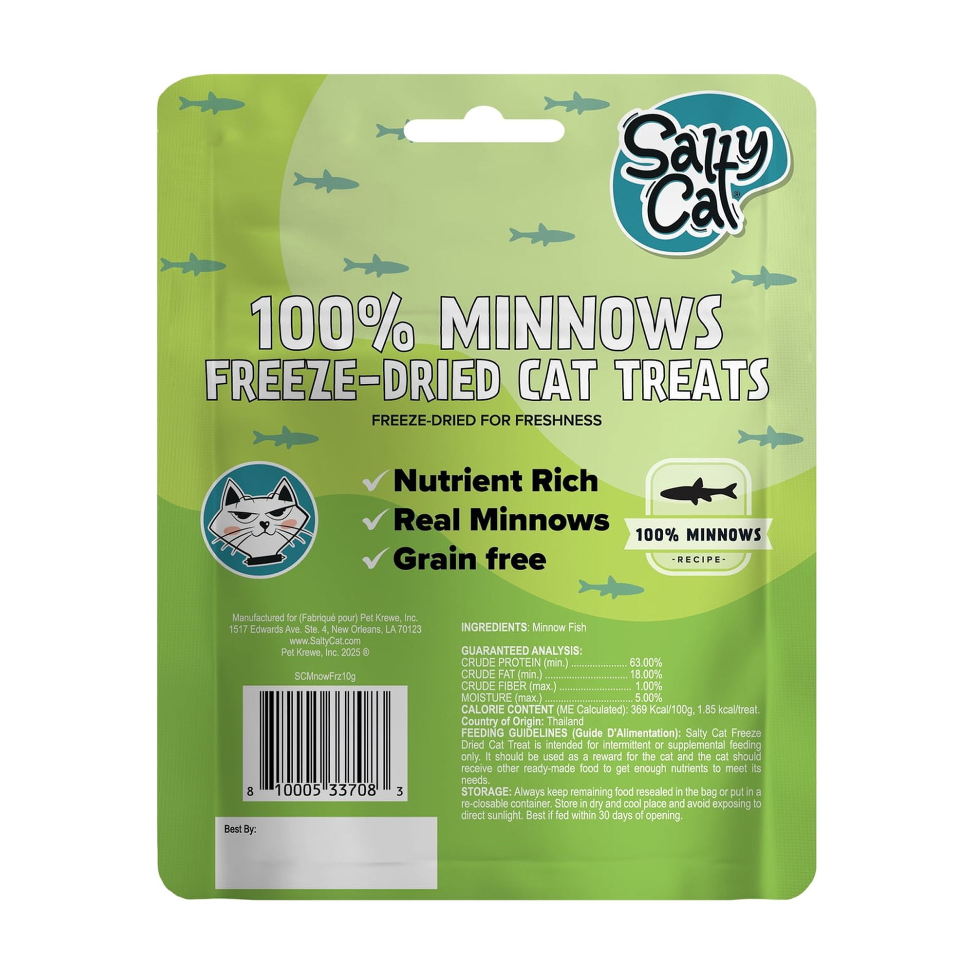 Salty Cat 100% Minnows Freeze-Dried Cat Treats, 10g Pouch