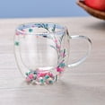 thumbnail image 6 of Creative Double Wall Glass Cup Real Flower Conch Flash E2 Glass Filler Cups L5O4, 6 of 8