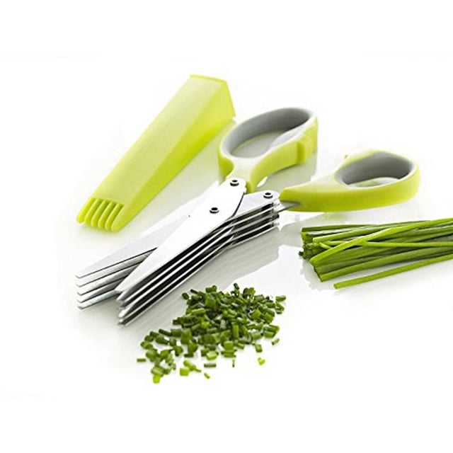 Herb Scissors Multipurpose Kitchen Mincing Scissors 5 Blades And Cover Stainless Steel
