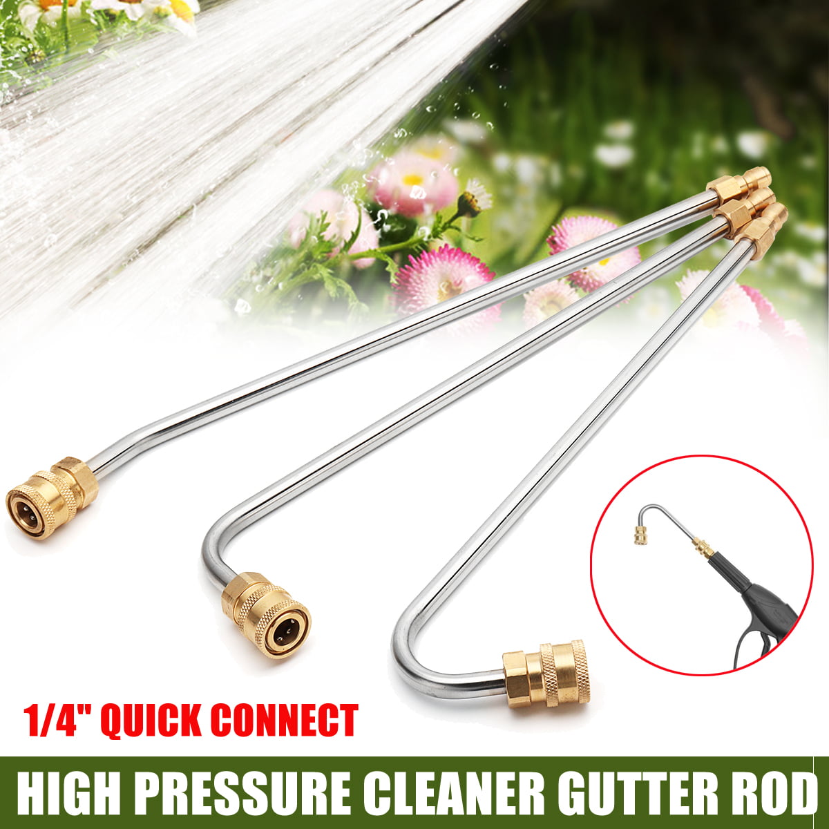 High Pressure Power Washer Cleaner Wand/Lance 1/4" Quick Connect & Nozzle Kit 