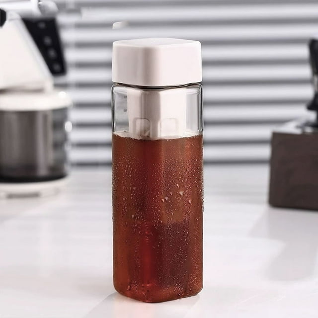 Iced Coffee Maker Bottle, Multipurpose Transparent Creamy White Cold Brew Bottle for School for Office