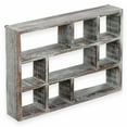 thumbnail image 3 of MyGift 15 Inch Rustic Torched Brown Wood Wall Mountable Display Shelf, 9 Compartment, 3 of 5