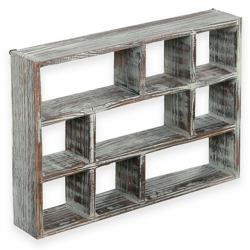 MyGift 15Inch Rustic Wooden Freestanding & Wall