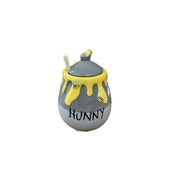 Zrike Brands Winnie the Pooh Ceramic Honey Pot, Hunny Jar with Stirrer