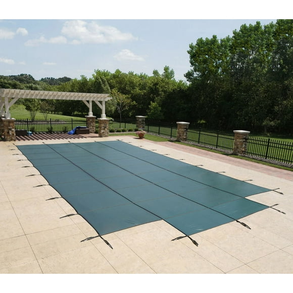 Couvre piscine rectangulaire pour piscine creusée, 4,8 m X 9,7 m, avec centre PVC tissé 1,2 m X 2,4 m