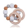 thumbnail image 1 of Juguetes para la dentición de bebés Kiddopark, anillo de dentición de madera con cuentas de silicona para bebés de 3 meses en adelante, mármol, 1 of 7