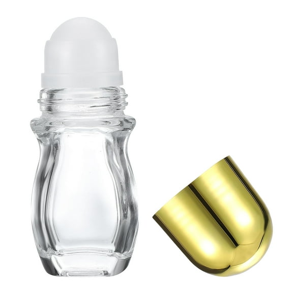 Uxcell 30ml Glass Empty Roller Bottles, 1 Pcs Leak-Proof Massage Rollerball Container for Essential Oils, Gold