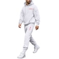 thumbnail image 2 of Yaoyar Men Valentine's heart-print Casual Pullover Hooded Sports Print Long Sleeve Trousers Two-Piece Elastic Waist Tracksuit Quick Dry Long Sleeve Top And Pants, 2 of 5