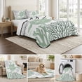 thumbnail image 6 of Twin Quilt Set 68''x86'', Sage Green Coastal Turtle Lightweight Summer Bedspread Coverlet Set with 2 Pillow Shams, Ocean Coral Nautical Breathable All Season Quilt Bedding for Dorm/Bedroom, 6 of 9