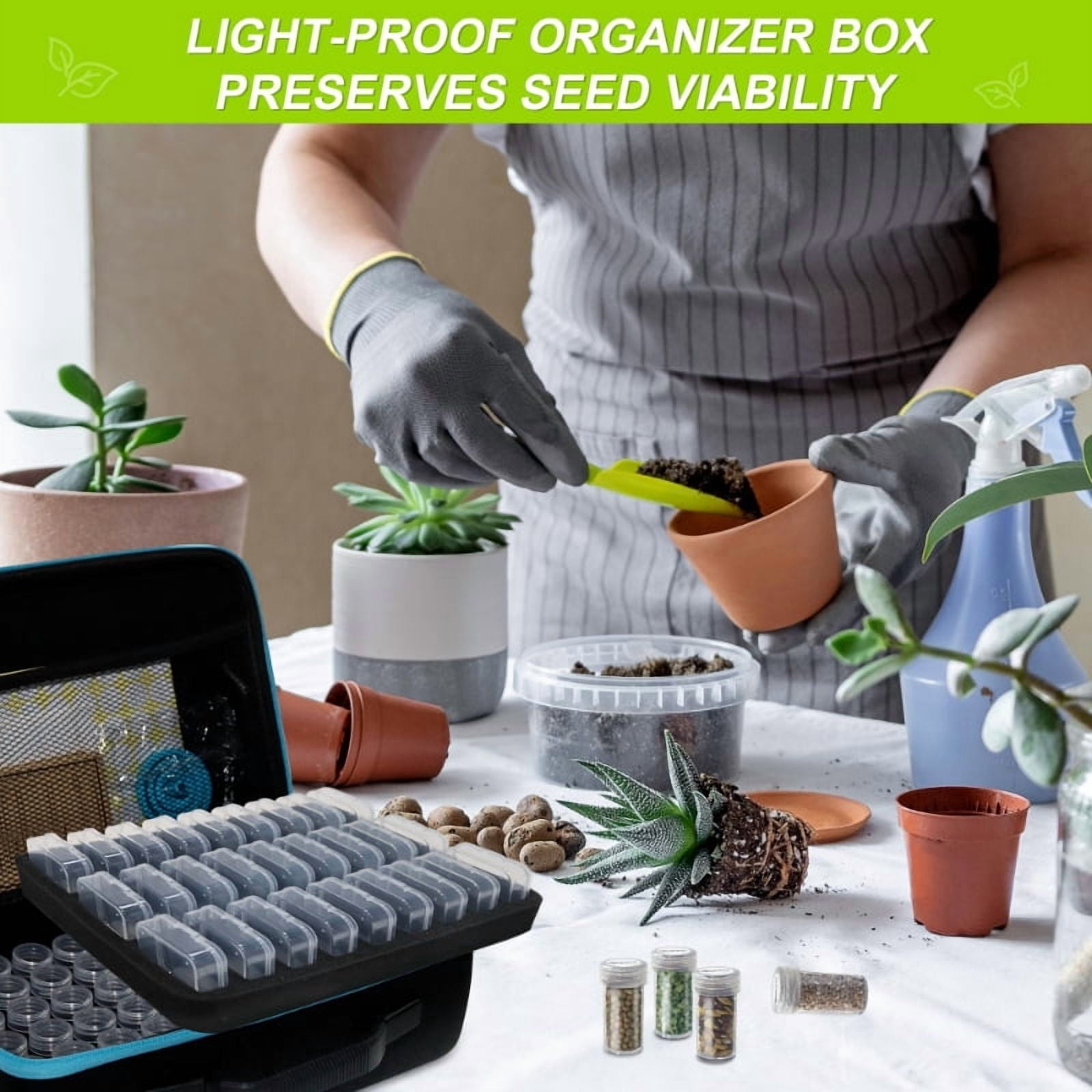 87-Slots Seed Storage Box with 20 Seed Envelopes, Portable Zipper Bag & Complete Accessories Including Labels, Tweezers and Funnel – Seed Organizer for Vegetables and Flowers. Seeds not included.