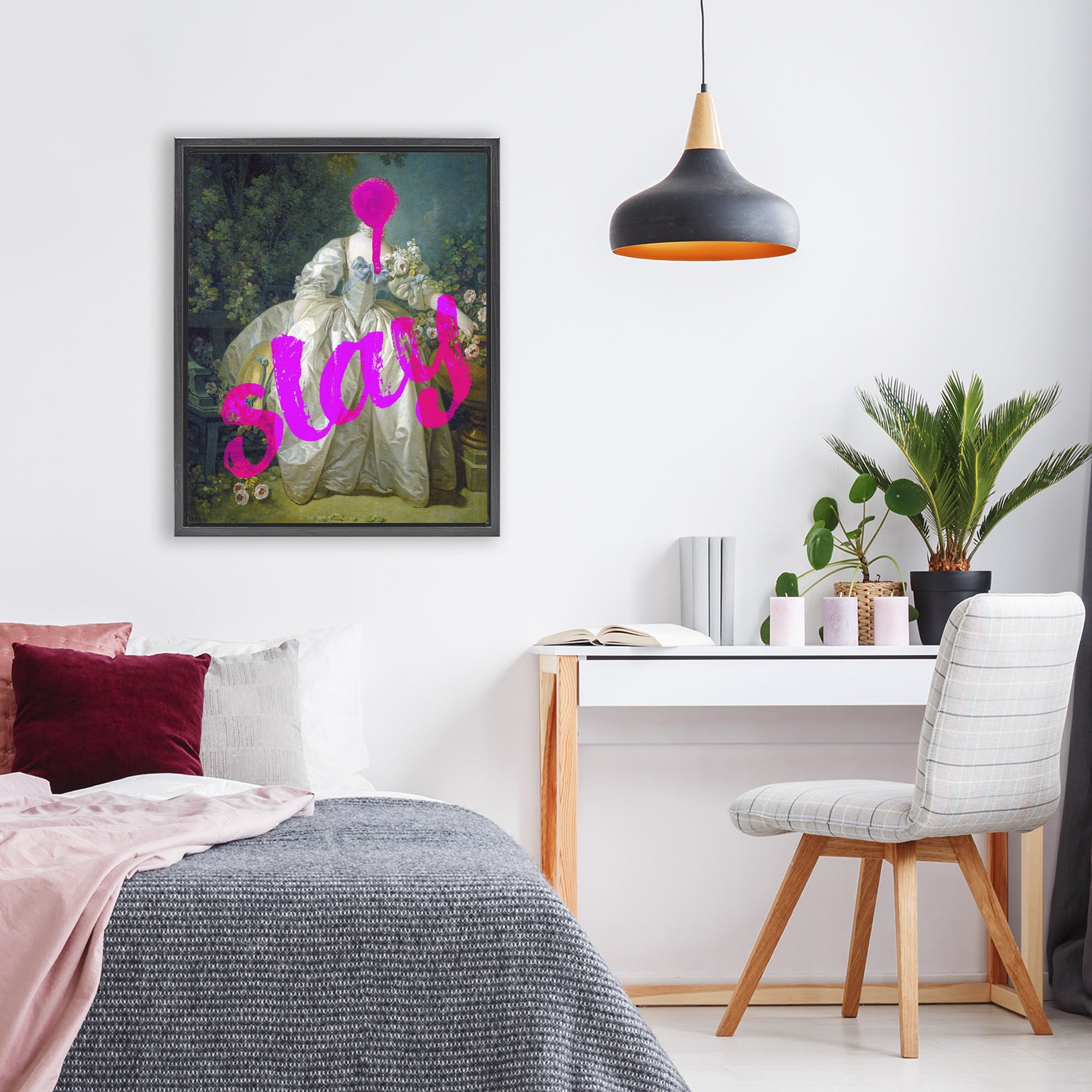 Slay Classical Baroque Gown Black Framed Floater Canvas Wall Art, design by Lil' Rue