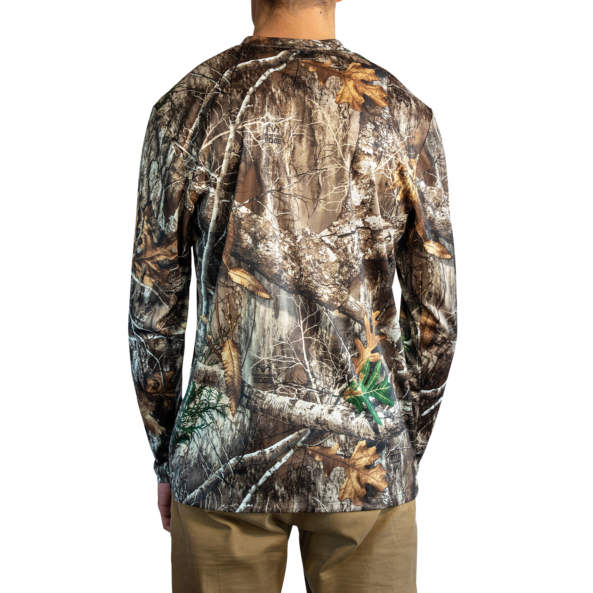 HOT SHOT Men's Camo Hunting Lightweight Performance Long Sleeve Shirt - Realtree Edge, Large