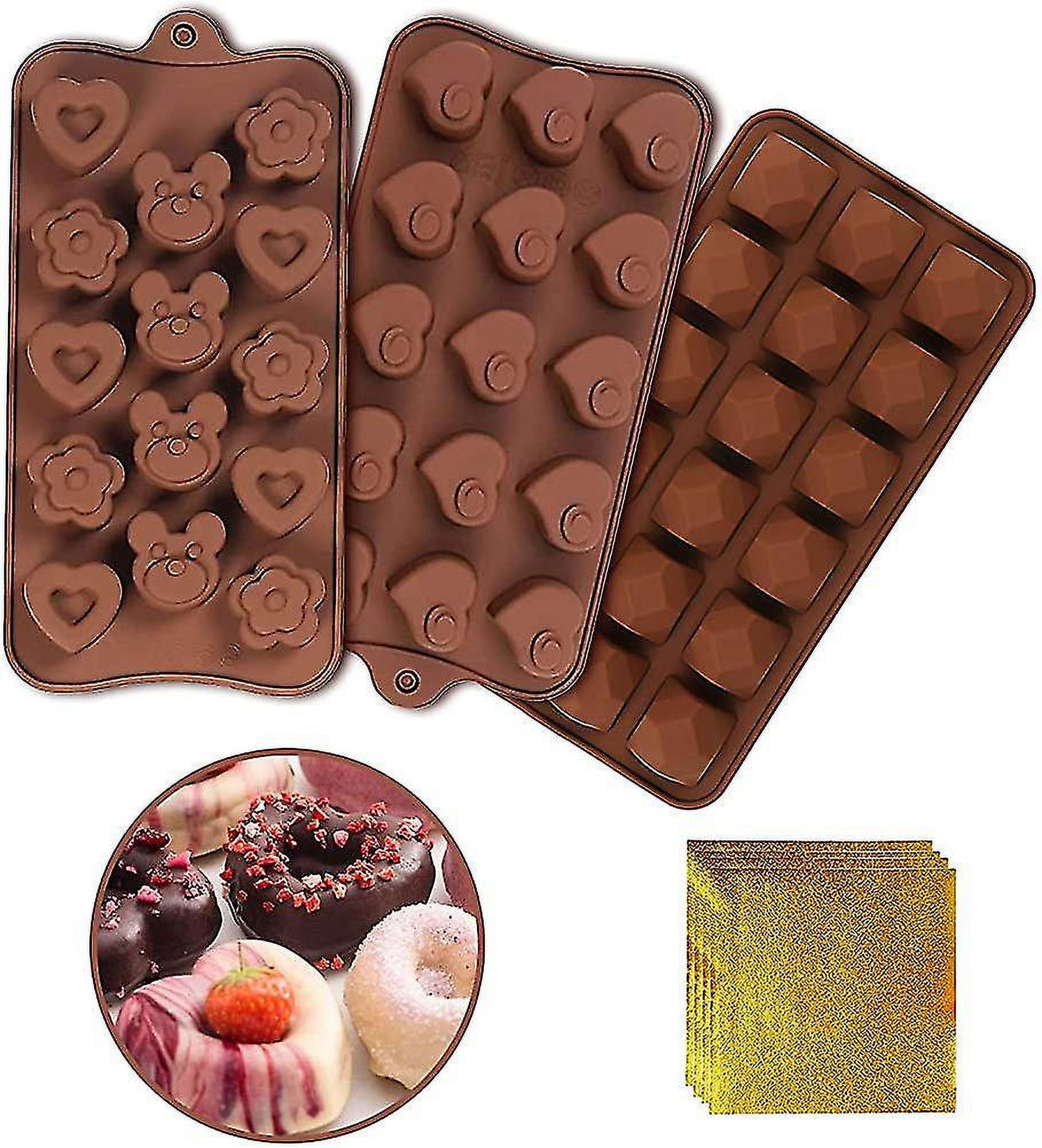 3 moldes de silicona para chocolate, molde para dulces de chocolate con ...