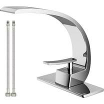 Bathroom Sink Faucet Modern Single Hole 1-Handle Faucet, Chrome Solid Brass Faucets, Mount Curved Lavatory Faucets Mixer Tap