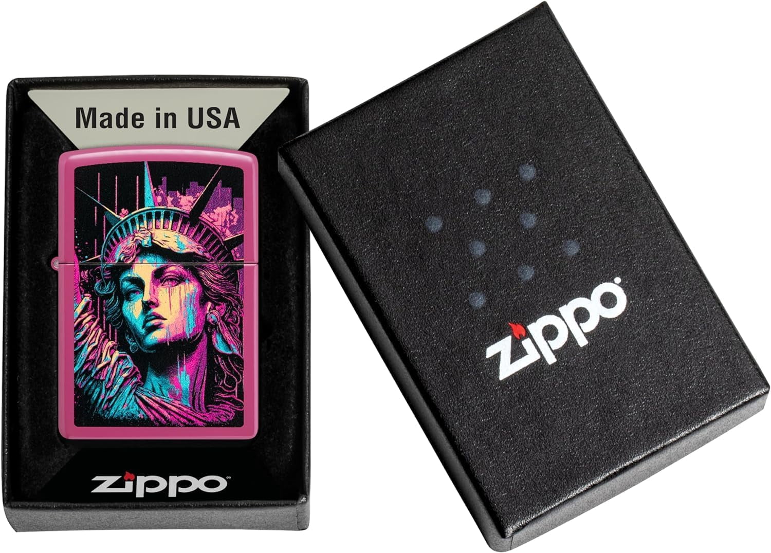 Zippo Lighter - Custom Message Engrave Retro Statue of Liberty Frequency 48916