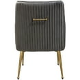 thumbnail image 3 of 24 Inch Pleated Dining Side Chair Set of 2 Smooth Gray Velvet Upholstery, 3 of 6