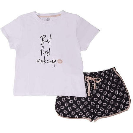 

essie Sleepwear Womens Pajama Set - Crew Tee and Dolphin Hem Shorts Set Nightwear Sexy
