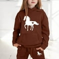 thumbnail image 2 of Toddler Girls Outfits Set Kids Letter Print Hoodie Pants Casual Comfy Two Piece Outfit Clothing Brown Size 3-4T, 2 of 4