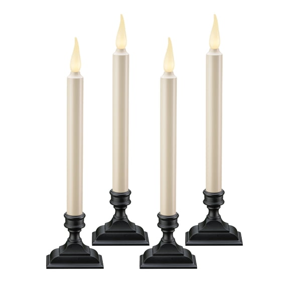 Flameless LED Taper Candle, Realistic Flickering Flame, Aged Bronze, 4-Pack