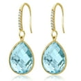 thumbnail image 3 of Gem Stone King 18.00 Ct Blue Topaz 16x12mm Pear Shape 18K Yellow Gold Plated Silver Dangle Earrings, 3 of 5