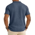 thumbnail image 4 of Domuza Polo Shirts for Men Cotton Linen Short Sleeve Casual Hawaiian Tees Big and Tall Classic Button Collar Loose Tshirts Summer Fashion Tops Navy 4XL, 4 of 4