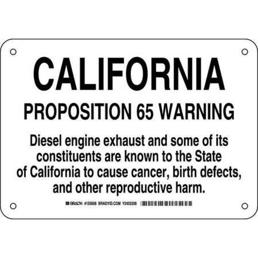 BRADY 125608 California Proposition 65 Warning,Plastic, 7"H x 10"W