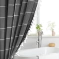 thumbnail image 4 of Charcoal Grey Boho Farmhouse Shower Curtain with Tassels, Rustic Cottagecore Aesthetic Bohemian Chic Modern Bathroom Decor Thick Waffle Textured Fabric Shower Curtain Set with Hooks, 72x72, 4 of 13