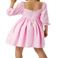 thumbnail image 3 of PENGXIANG Robe Courte à Manches Bouffantes Imprimé Floral Col Carré Robe Tutu Féerique Douce Robe de Soirée Rose 2TG, 3 of 7