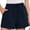 D1-Navy Blue, variant on Womens Summer Casual Shorts Lounge Beach Shorts Elastic High Waisted Drawstring Shorts with Pockets, Blue Gray Size L