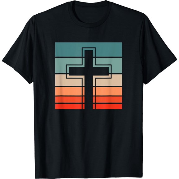 Jesus Cross Retro Style Vintage T-Shirt Black X-Large