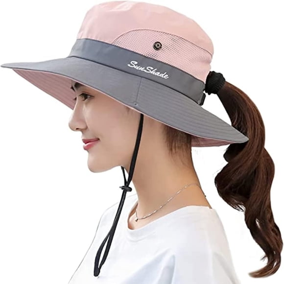 Sombrero para El Sol Plegable XINYU de malla para mujer Doble Hechizo Rosa Talla única