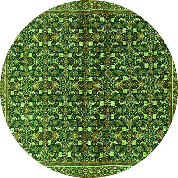 Ahgly Company Indoor Round Persian Green Traditional Area Rugs, 8' Round