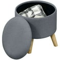 thumbnail image 2 of HOMCOM Storage Ottoman, Round Footstool with Linen Feel Fabric Upholstery, Removable Top, Hidden Space and Wood Legs for Living Room, Gray, 2 of 9