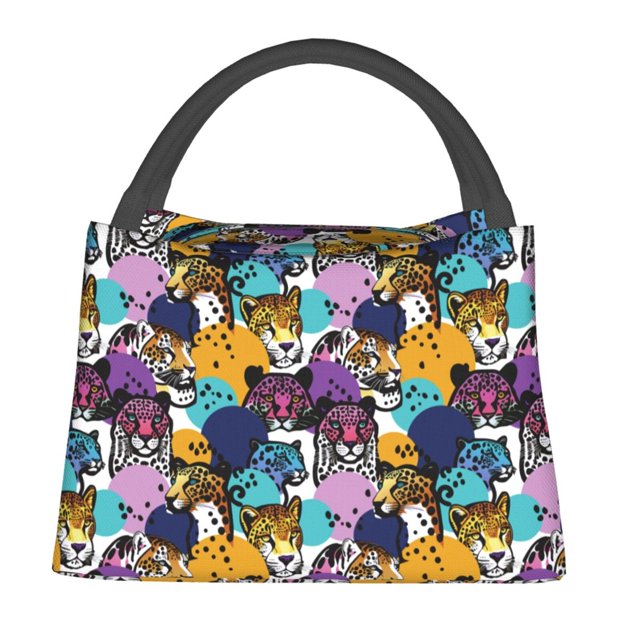 Easygdp Retro Panther Bolsa de Almuerzo Insulada Reutilizable, Bolsa de Mano y Bandolera para Oficina, Trabajo, Viajes