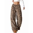 thumbnail image 3 of Pantalones de Pijama para Mujer, de Leopardo, Peludos, Estilo Y2K, de Cintura Alta, Bonitos. Sin Cordones XL, 3 of 10