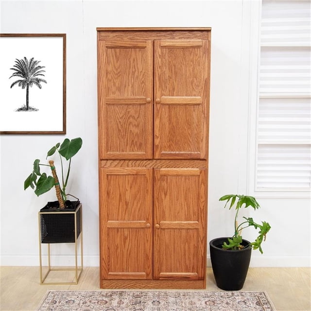 Pemberly Row Armoire de Rangement à 5 Tablettes avec Portes 30"L X 72"H en Chêne