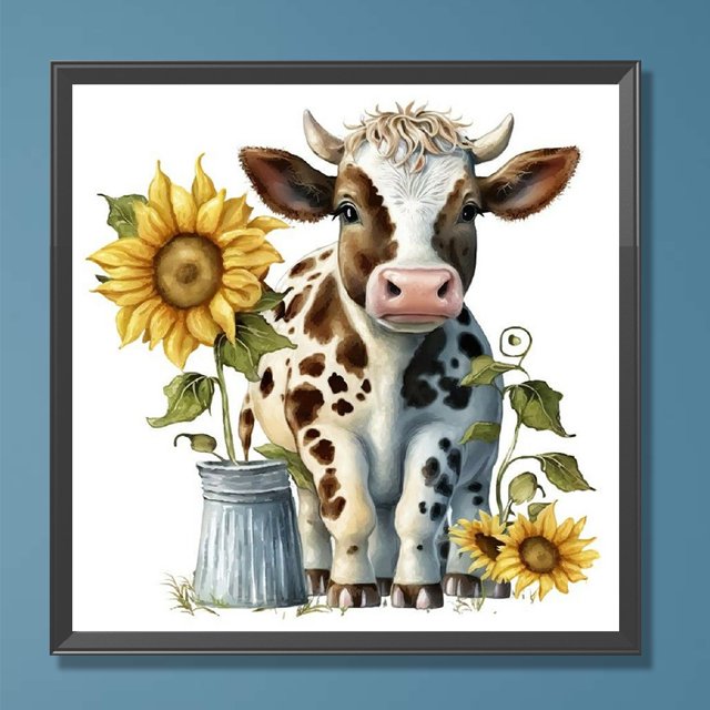 Pintura de diamante 5D DIY Taladro redondo completo Vaca Decoración del hogar Arte Artesanía (QQ898) JShteea El nuevo