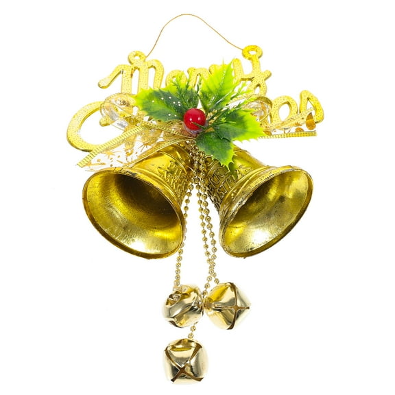 Pretyzoom 1Pcs Golden Plastic Hanging Bell Decor Decorative Wall Hanging for Christmas Party Home Decorating