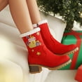 thumbnail image 6 of Wensltd Women's Christmas Boots Mid Heel Block Heel Round Toe Embroidered Red Winter Boot With Plush Lining for Festive Outfits, 6 of 9