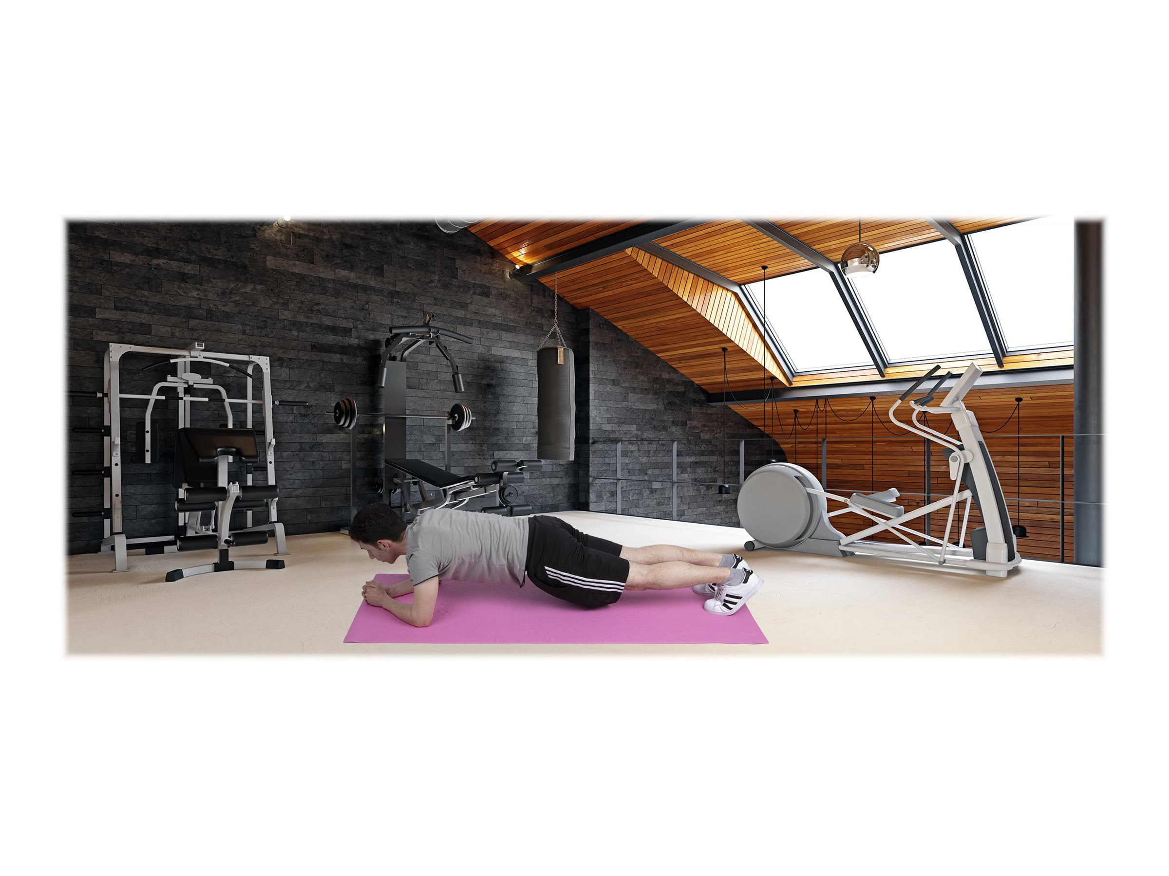 Mind Reader All Purpose 6mm PVC Extra Thick Yoga Mat with Carrying Strap, Pink