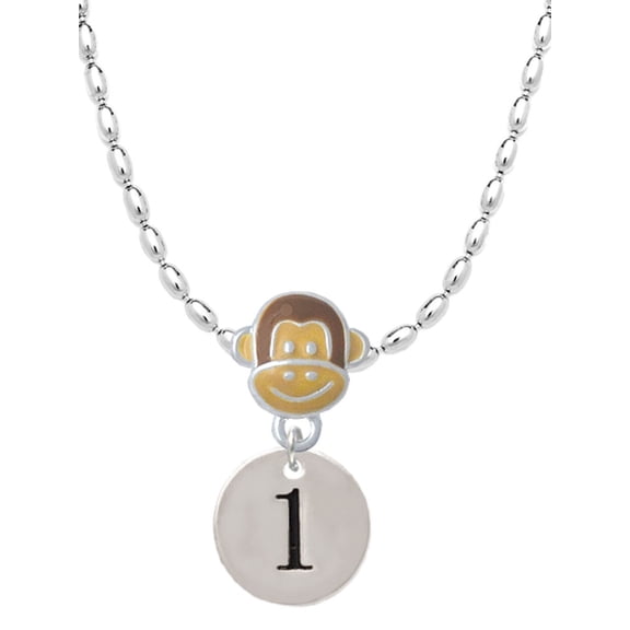Delight Jewelry Silvertone Disc 1/2'' Number - 1 - Mia Monkey Charm Necklace